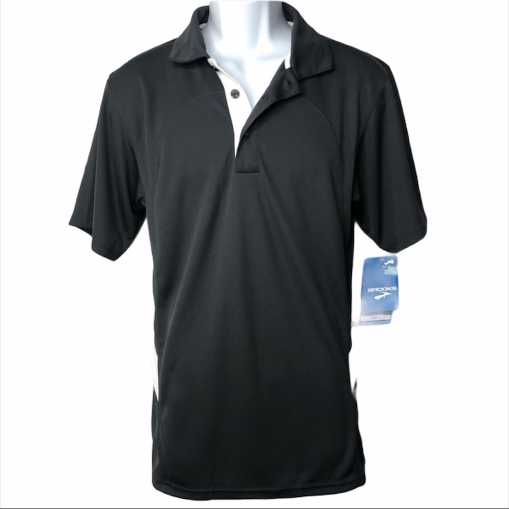 🆕Brooks Running Mens Small Grey Golf Polo